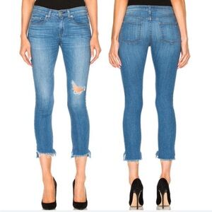 Rag & Bone | Women’s Blue ‘Sunset’ Denim Raw Ladder Step Hem Capri Jeans Size 30